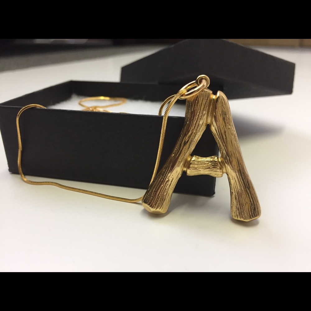NEW Monogram brass bamboo necklace “A”